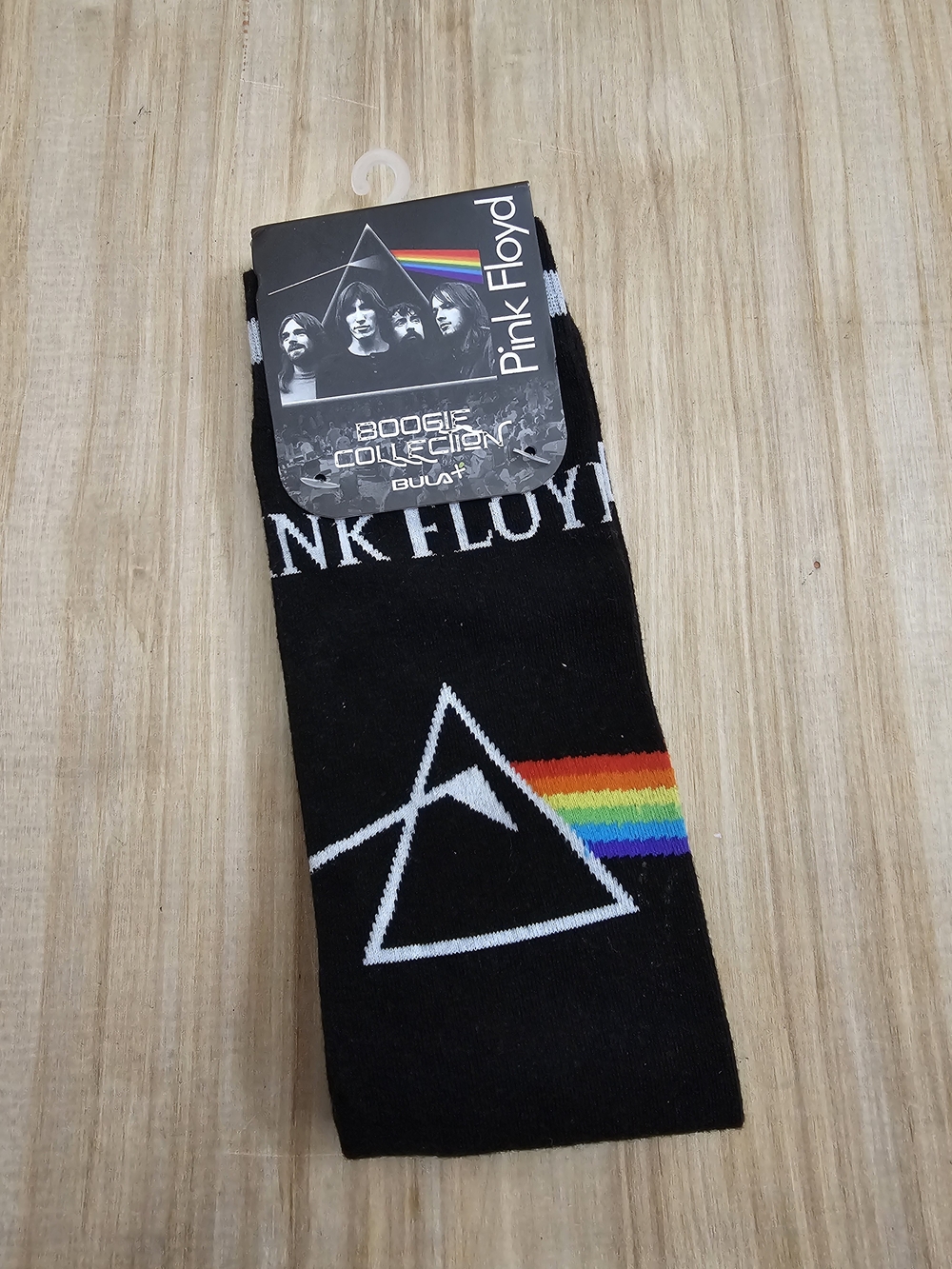 Pink Floyd Black Crew Socks with Prism Rainbow Detail